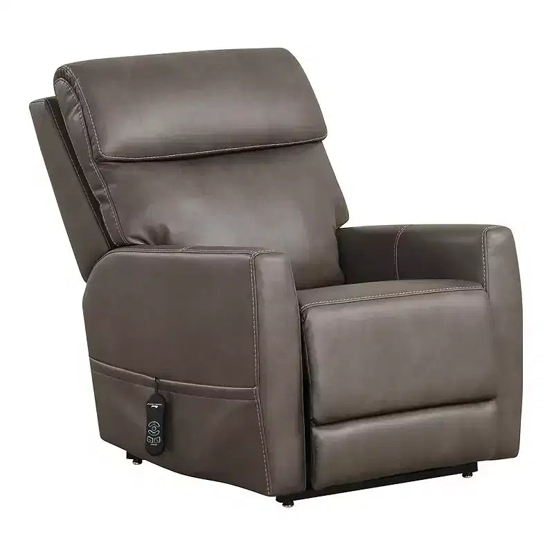 HOMES: Inside + Out Sillón reclinable motorizado de polipiel con elevador, calefacción por zonas y sistema patentado de reposacabezas gris