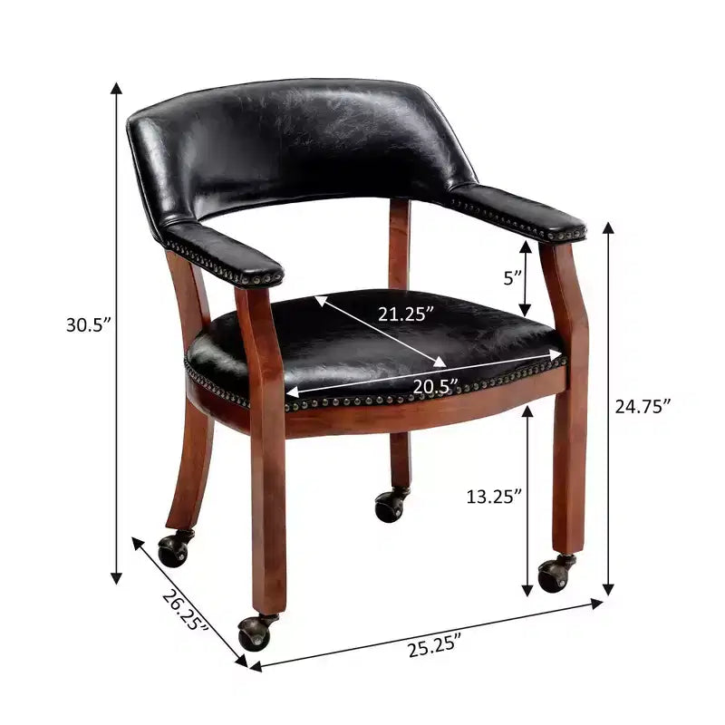 Sillón Dillon con ruedas en piel vegana negra de Breighton Home