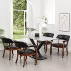Sillón Dillon con ruedas en piel vegana negra de Breighton Home