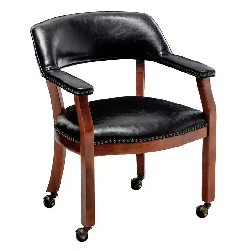 Sillón Dillon con ruedas en piel vegana negra de Breighton Home