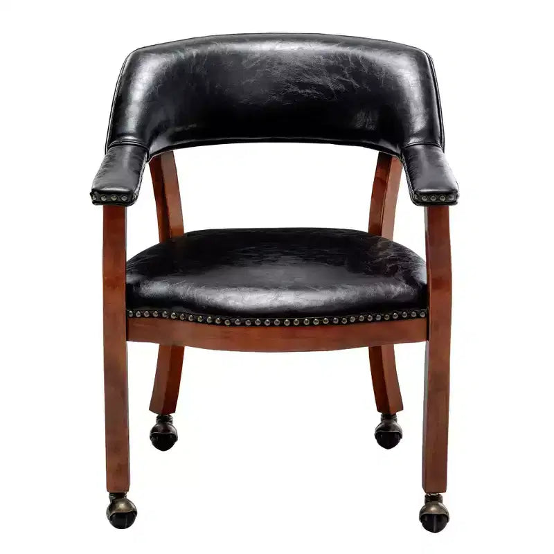 Sillón Dillon con ruedas en piel vegana negra de Breighton Home