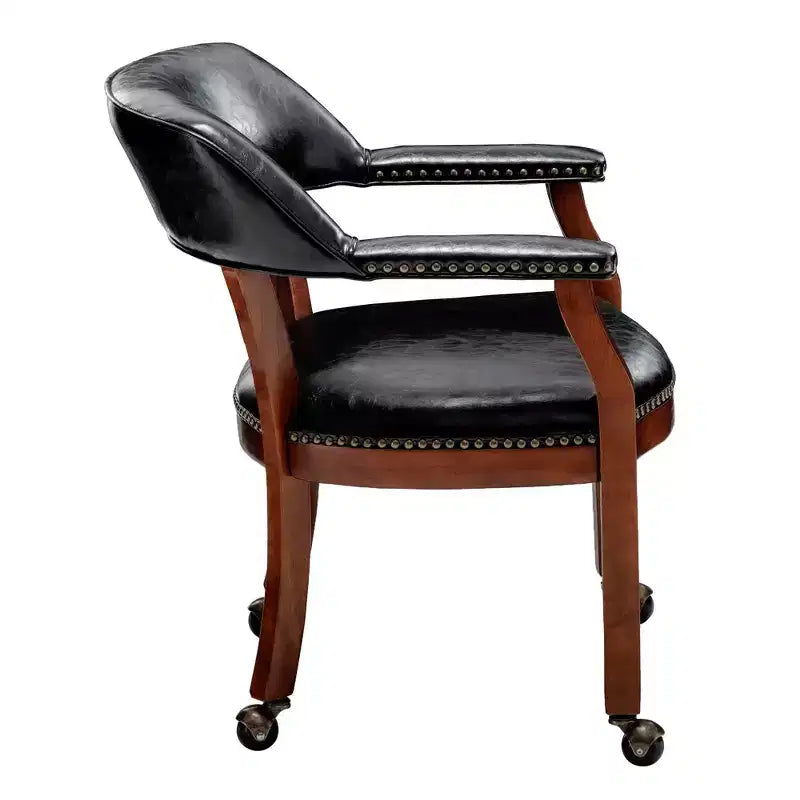 Sillón Dillon con ruedas en piel vegana negra de Breighton Home
