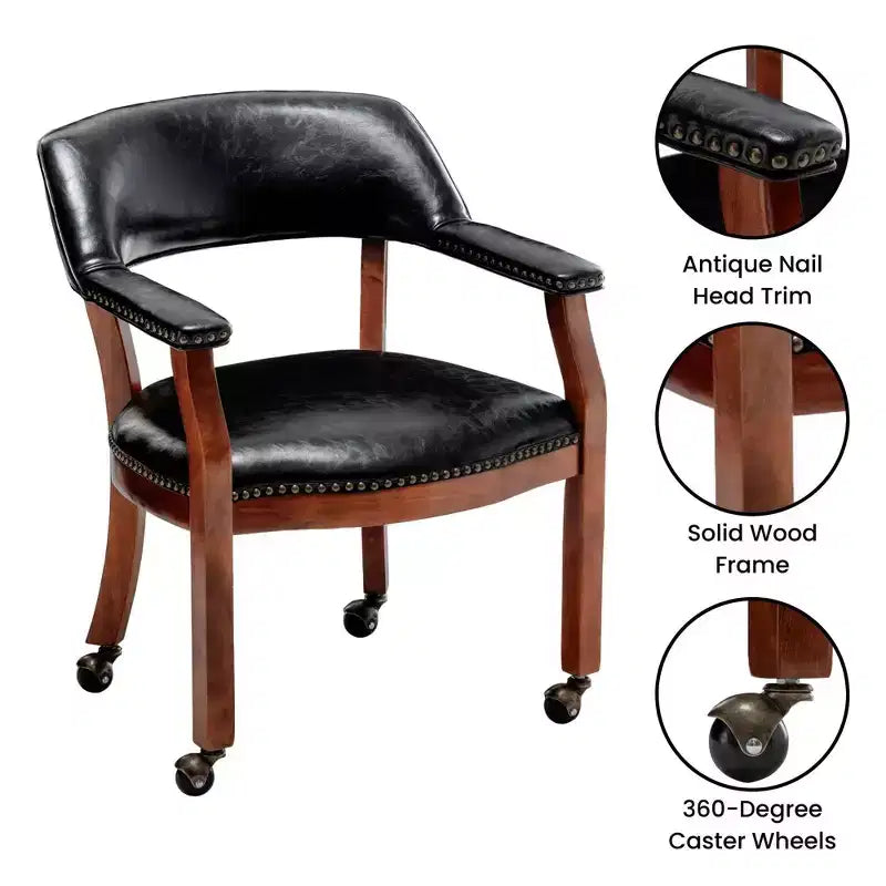 Sillón Dillon con ruedas en piel vegana negra de Breighton Home