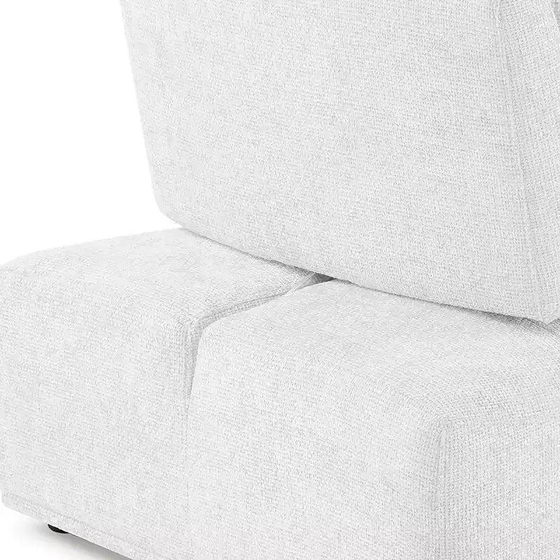 HOMES: Inside + Out Povoa, Silla modular moderna sin brazos, chenilla con respaldo extensible, blanca