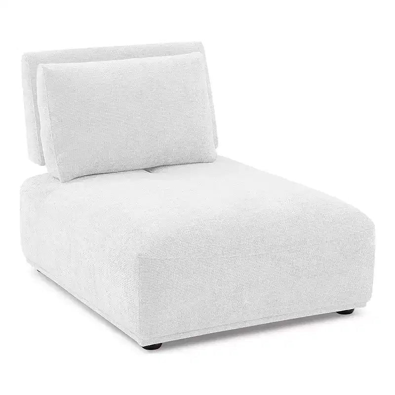 HOMES: Inside + Out Povoa, Silla modular moderna sin brazos, chenilla con respaldo extensible, blanca