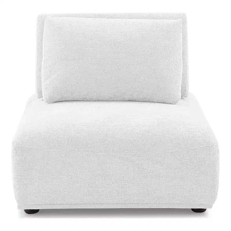 HOMES: Inside + Out Povoa, Silla modular moderna sin brazos, chenilla con respaldo extensible, blanca