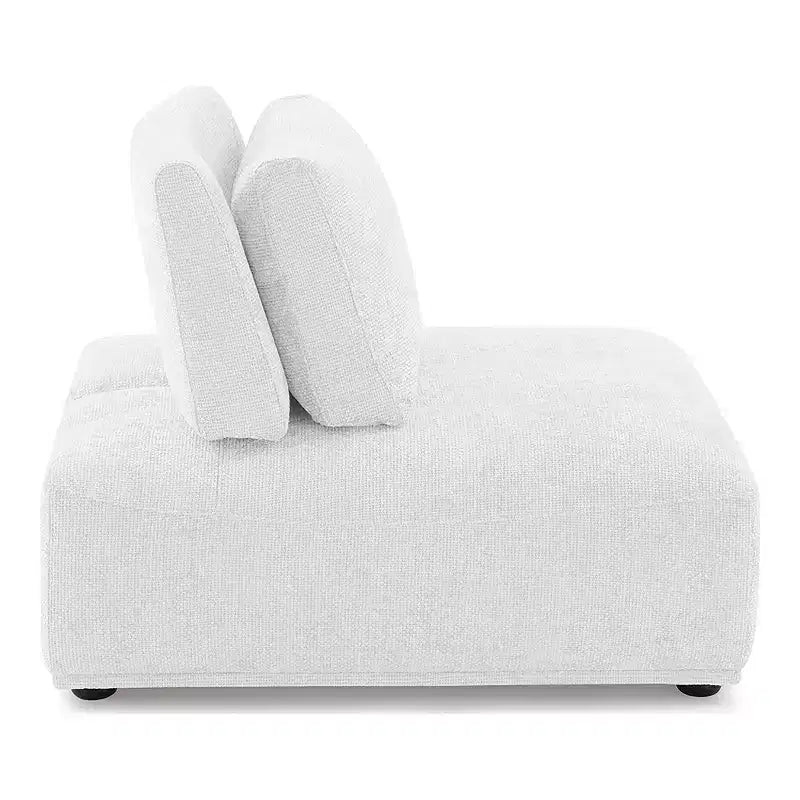 HOMES: Inside + Out Povoa, Silla modular moderna sin brazos, chenilla con respaldo extensible, blanca