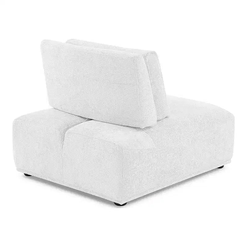 HOMES: Inside + Out Povoa, Silla modular moderna sin brazos, chenilla con respaldo extensible, blanca