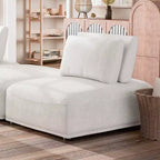 HOMES: Inside + Out Povoa, Silla modular moderna sin brazos, chenilla con respaldo extensible, blanca