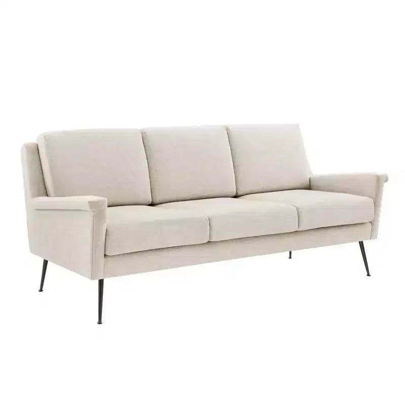Chesapeake Fabric Sofa Black/Beige - Modway: Polyester Upholstery, Metal Frame, Modern Style, Seats 3
