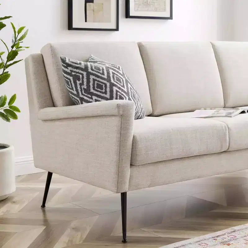 Sofá de tela Chesapeake negro/beige - Modway: Tapicería de poliéster, Estructura de metal, Estilo moderno, 3 plazas