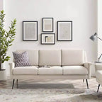 Sofá de tela Chesapeake negro/beige - Modway: Tapicería de poliéster, Estructura de metal, Estilo moderno, 3 plazas