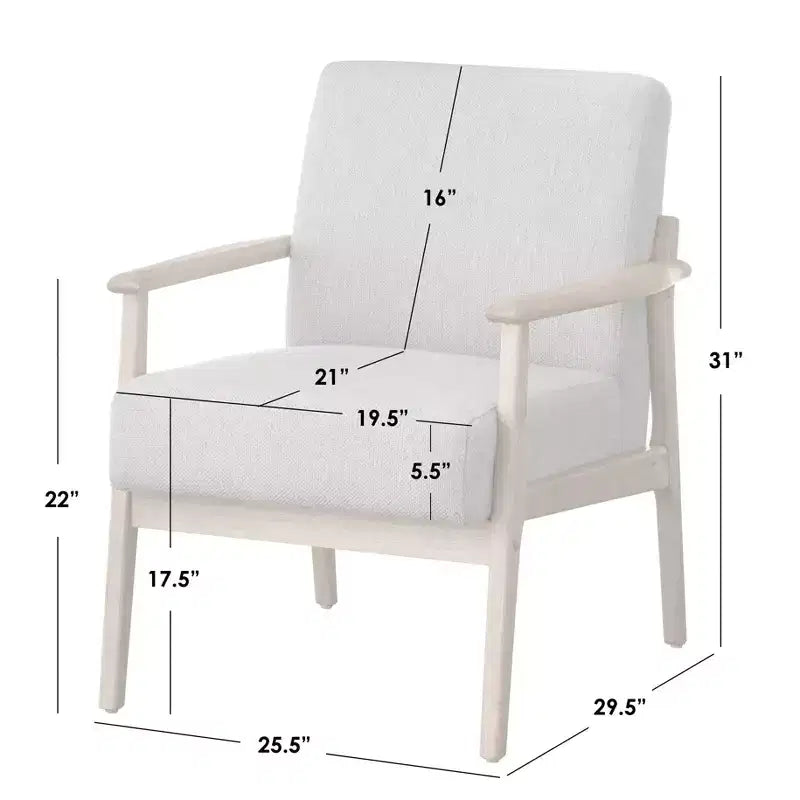 Lifestorey Beaumont - Sillón decorativo con estructura de madera maciza tapizado, natural/beige