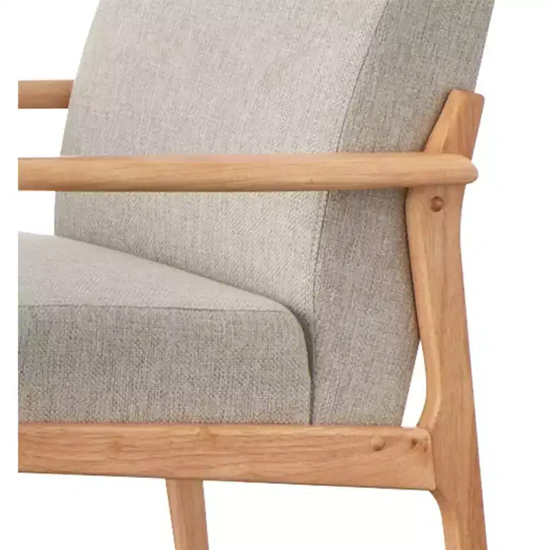 Lifestorey Beaumont - Sillón decorativo con estructura de madera maciza tapizado, natural/beige