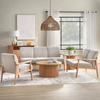 Lifestorey Beaumont - Sillón decorativo con estructura de madera maciza tapizado, natural/beige
