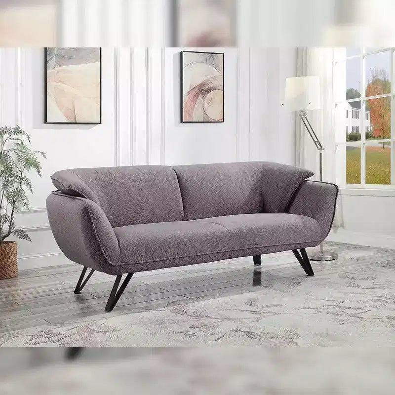 Sofá Dalya de 78" de Lino Gris - Acme Furniture: Tapicería de Terciopelo, Incluye 2 Cojines Decorativos
