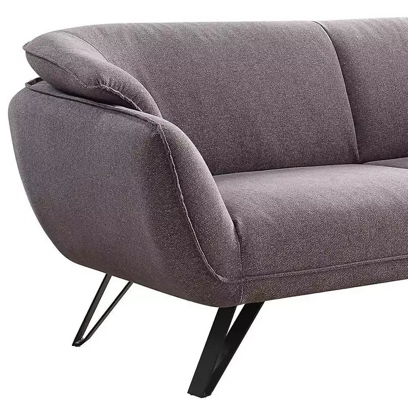 Sofá Dalya de 78" de Lino Gris - Acme Furniture: Tapicería de Terciopelo, Incluye 2 Cojines Decorativos