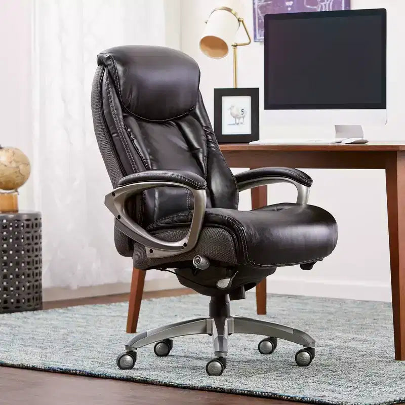 Silla de oficina ejecutiva Serta Works con tecnología Smart Layers gris Opportunity: piel unida ergonómica, altura ajustable, capacidad de 124,7 kg