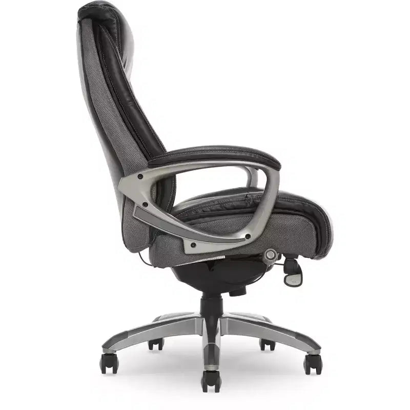 Silla de oficina ejecutiva Serta Works con tecnología Smart Layers gris Opportunity: piel unida ergonómica, altura ajustable, capacidad de 124,7 kg