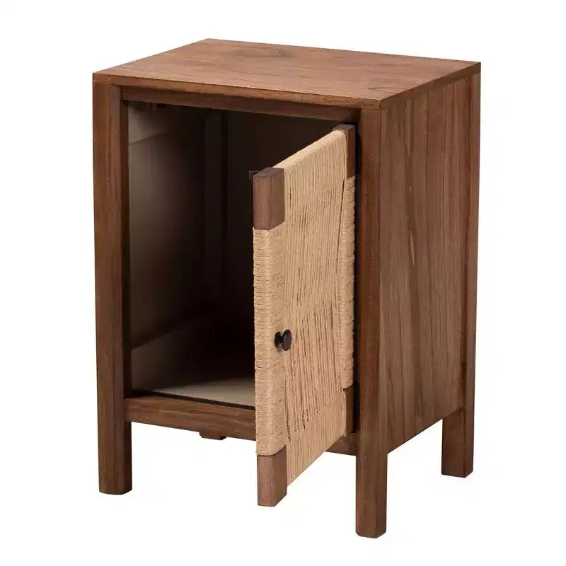 bali & pari Holitz Bayur Wood Mesita de noche nogal/marrón claro: 21.7" de alto, no requiere montaje