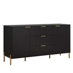 Festivo Set de 3 Piezas Modern Elegance de 2 Mesitas de Noche con Cajones y Cómoda de 3 Cajones Negro