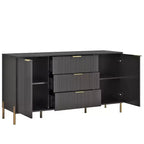 Festivo Set de 3 Piezas Modern Elegance de 2 Mesitas de Noche con Cajones y Cómoda de 3 Cajones Negro
