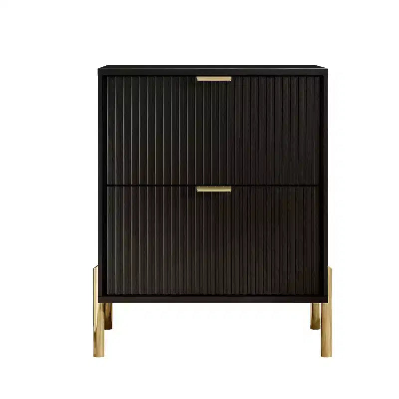 Festivo Set de 3 Piezas Modern Elegance de 2 Mesitas de Noche con Cajones y Cómoda de 3 Cajones Negro