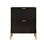 Festivo Set de 3 Piezas Modern Elegance de 2 Mesitas de Noche con Cajones y Cómoda de 3 Cajones Negro