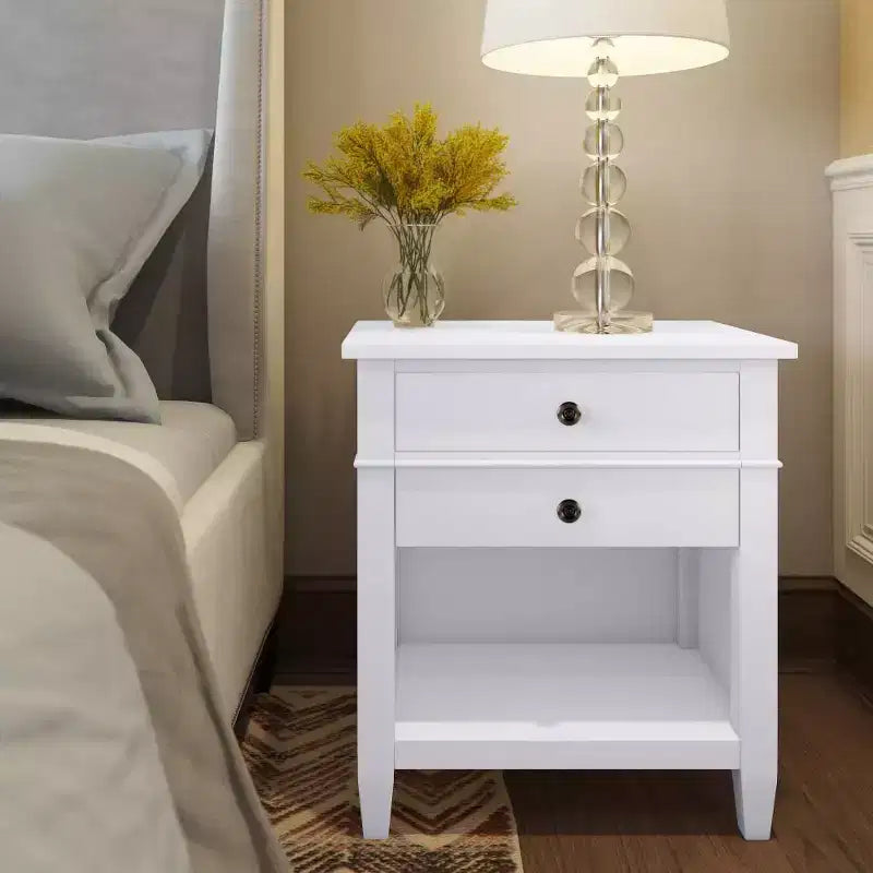 Mesita de Noche de Madera Maciza Sterling de 24" Blanca - WyndenHall