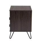 Mesita de noche de 2 cajones Glover Wood and Metal en marrón/negro - Baxton Studio: Mueble de noche moderno con estante abierto