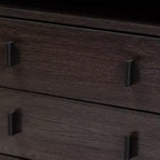 Mesita de noche de 2 cajones Glover Wood and Metal en marrón/negro - Baxton Studio: Mueble de noche moderno con estante abierto
