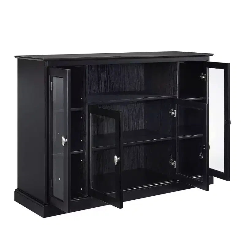 Breighton Home Mueble para TV Highboy Summit de 60" con armarios de almacenamiento y estantes negro