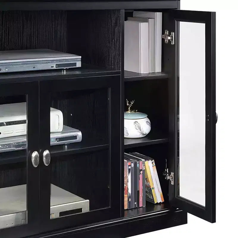Breighton Home Mueble para TV Highboy Summit de 60" con armarios de almacenamiento y estantes negro