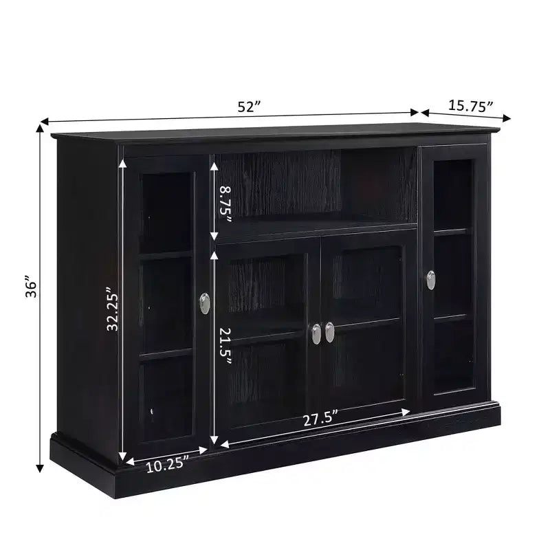 Breighton Home Mueble para TV Highboy Summit de 60" con armarios de almacenamiento y estantes negro
