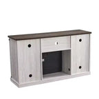 Mueble para TV con chimenea eléctrica para televisores de hasta 60" con acabado "saw cut": Esenciales para el hogar, consola con puertas de granero, gestión de cables