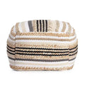 Arsenal Pouf Beige/Grayscale - Anji Mountain: Handmade Square Ottoman, Removable Cover, Polyester & Jute, Contemporary Style