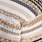 Puf Arsenal Beige/Gris - Anji Mountain: Otomana Cuadrada Hecha a Mano, Funda Extraíble, Poliéster y Yute, Estilo Contemporáneo
