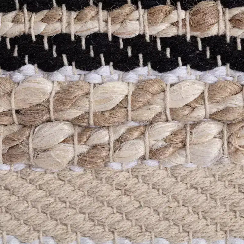 Puf Arsenal Beige/Gris - Anji Mountain: Otomana Cuadrada Hecha a Mano, Funda Extraíble, Poliéster y Yute, Estilo Contemporáneo