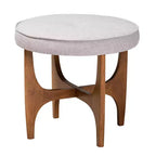 Puf otomano de tela y madera Theo gris beis/marrón nogal - Baxton Studio