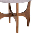 Puf otomano de tela y madera Theo gris beis/marrón nogal - Baxton Studio