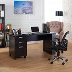 Escritorio de Oficina Abella Espresso - HOMES: Inside + Out: Muebles Modernos para el Hogar con Almacenamiento y Detalles Plateados