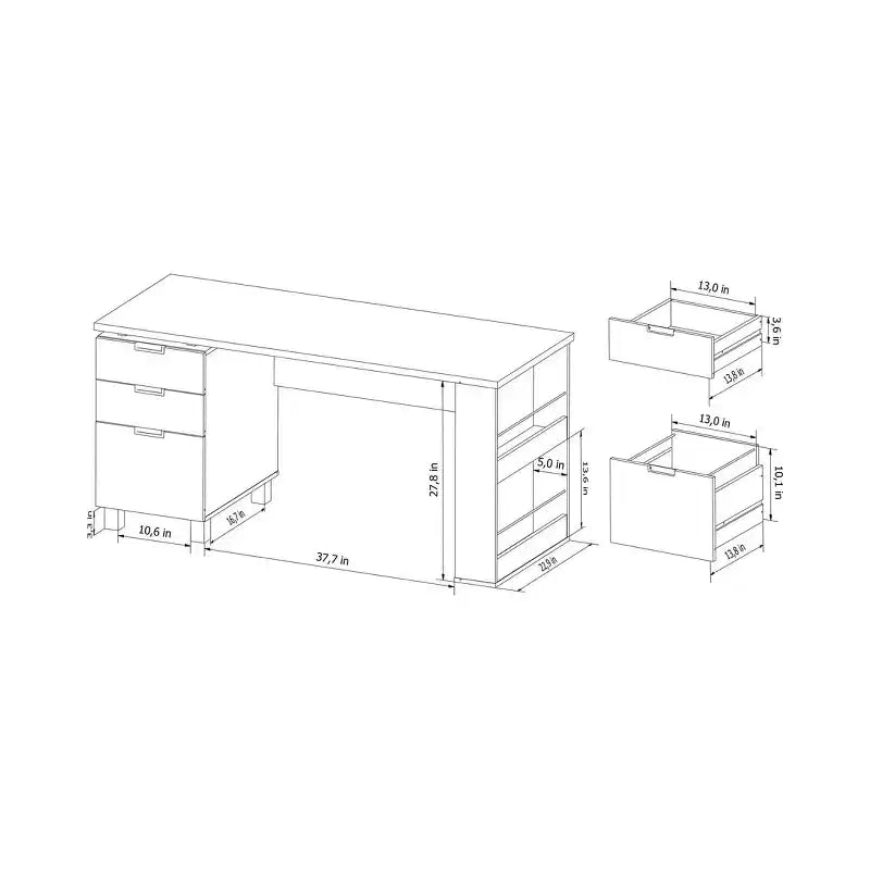 Escritorio de Oficina Abella Espresso - HOMES: Inside + Out: Muebles Modernos para el Hogar con Almacenamiento y Detalles Plateados