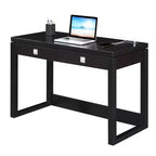 Escritorio de 2 cajones Newport con estación de carga Espresso/Negro - Breighton Home: Estación de trabajo para oficina en casa, construcción de MDF