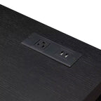 Escritorio de 2 cajones Newport con estación de carga Espresso/Negro - Breighton Home: Estación de trabajo para oficina en casa, construcción de MDF