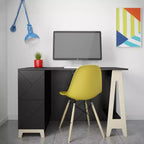 Escritorio Nexera Atypik de 2 Cajones Negro/Contrachapado Abedul: MDF Lacado, Estante Abierto, Requiere Montaje para Adultos