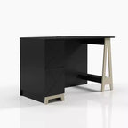 Escritorio Nexera Atypik de 2 Cajones Negro/Contrachapado Abedul: MDF Lacado, Estante Abierto, Requiere Montaje para Adultos