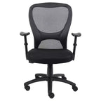 Silla de oficina de malla con brazos ajustables negra - Boss Office Products: giratoria, ergonómica, base de nylon