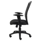 Silla de oficina de malla con brazos ajustables negra - Boss Office Products: giratoria, ergonómica, base de nylon