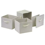 Winsome Juego de 5 piezas Verona Estante de almacenamiento con cestas de tela plegables Nogal/Blanco: Diseño moderno de mediados de siglo, Madera compuesta