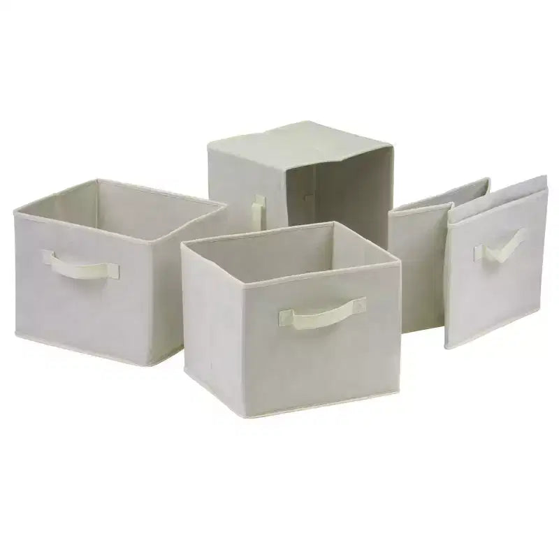 Winsome Juego de 5 piezas Verona Estante de almacenamiento con cestas de tela plegables Nogal/Blanco: Diseño moderno de mediados de siglo, Madera compuesta